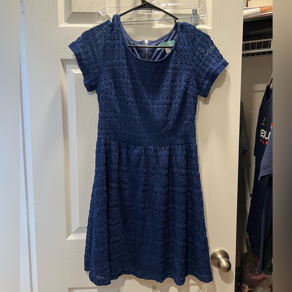 Blue dress.